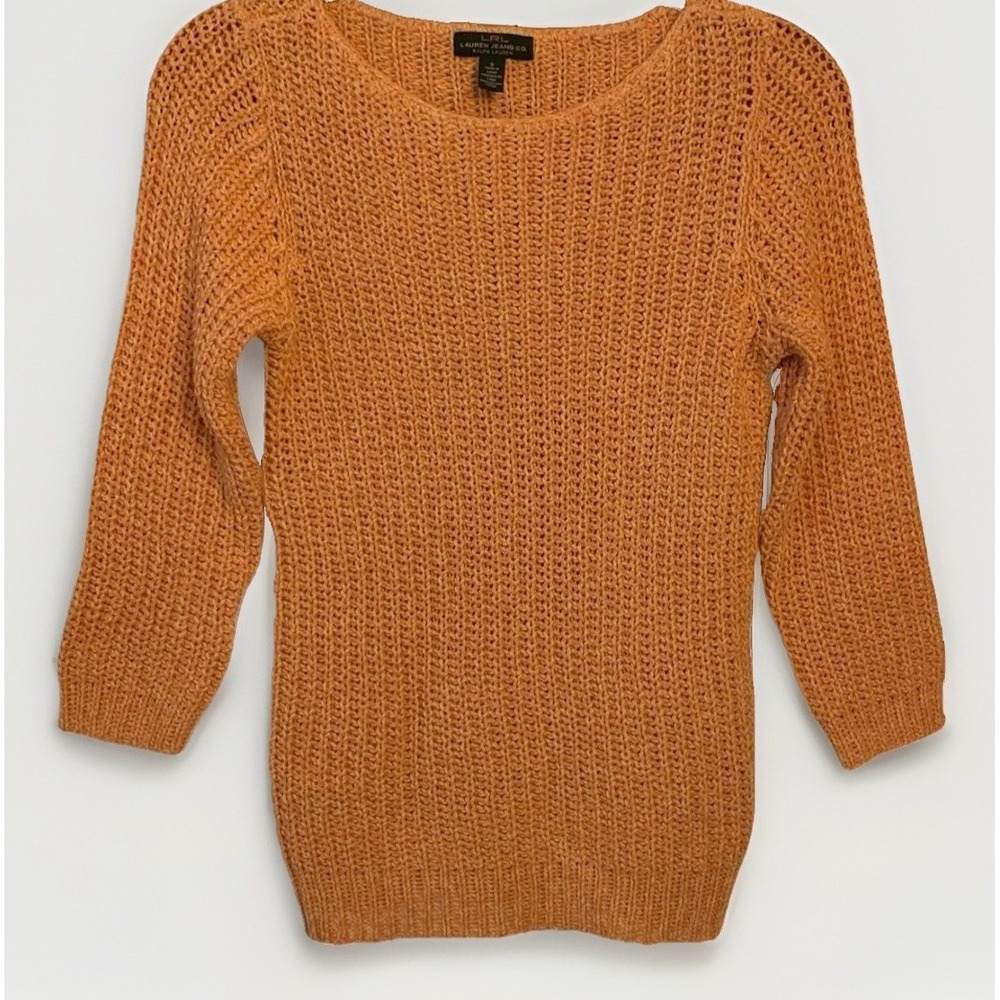 VTG Ralph Lauren Knit Pullover Sweater Womens Small Peach Preppy Boho Academia
